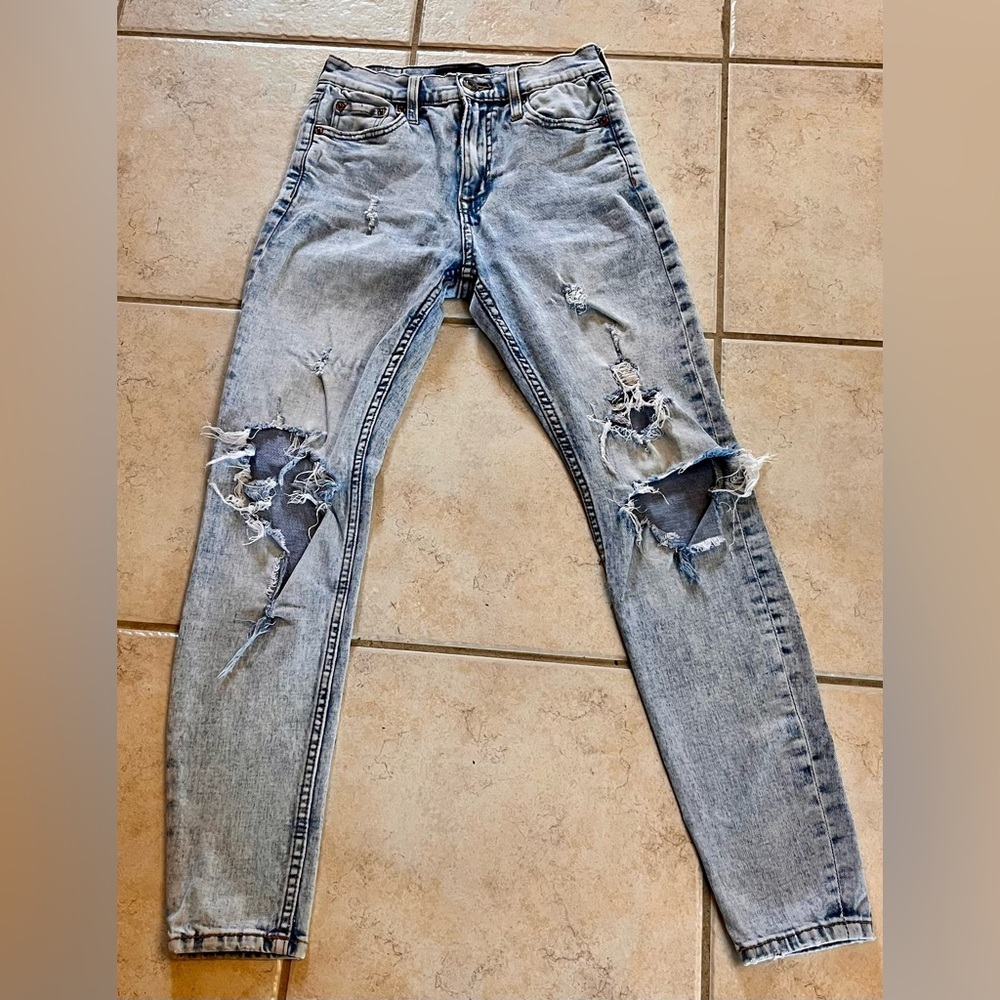 Aeropostale Cheeky High Rise Distressed Jeggings Light Blue SZ 0R Grunge Ripped